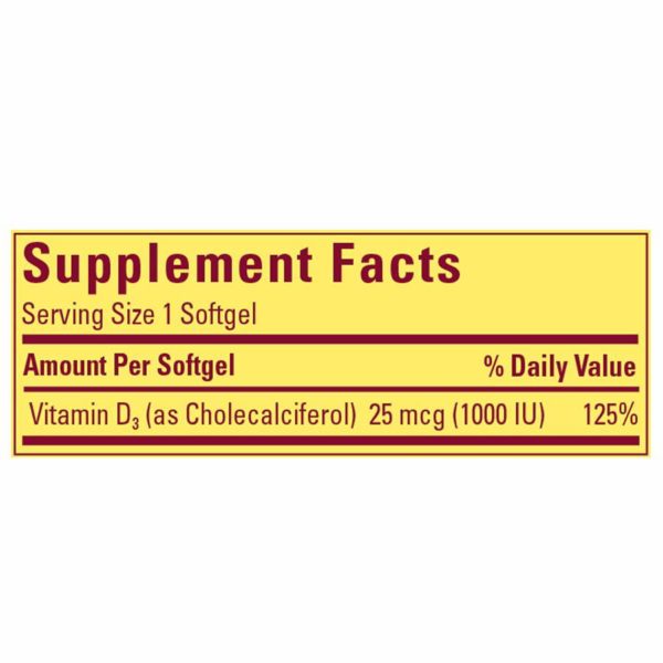 Nature Made Vitamin D3 1000 Iu Dietary Supplement Liquid Softgels